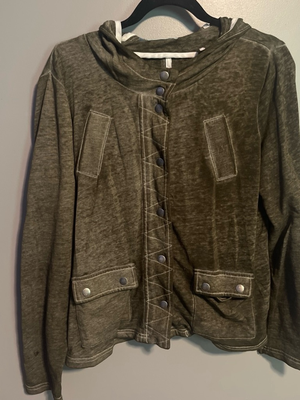 Maurices Olive Hooded Button-Front Jacket